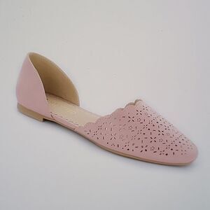 RESTRICTED SQUARE TOE FAUX LEATHER LASER-CUT SLIP ON SLIP ON FLAT SHOES